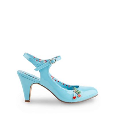 Pale blue cherry baby patent shoes